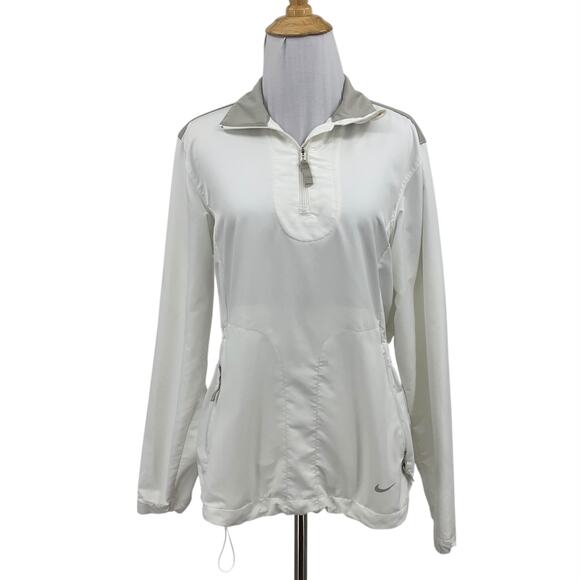 Nike Jacket Womens S Small White Dri Fit Windproof 1/4 Zip Collar Pullover Golf - Picture 1 of 13